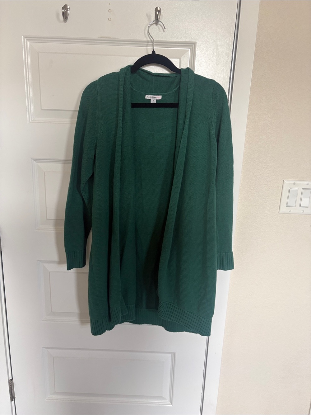 Isaac Mizrahi Live Open-Front Emerald Green Cardigan